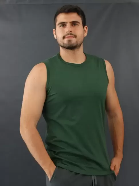 Camiseta Masculina Regata Machão Basic Verde [2010040]